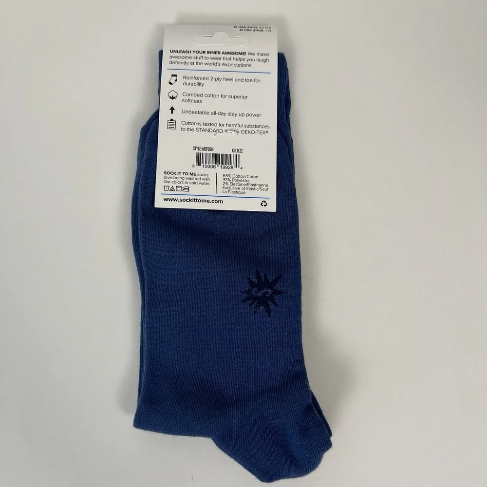 Sock it to me -Monday Mode, On- Men's crew ‎ US shoe 7-13 Novelty fun humor